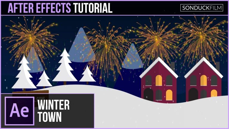 After Effects Tutorial: CHRISTMAS TOWN Animation Scene with Illustrator