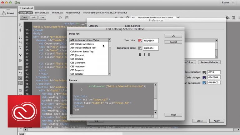 How to Personalize Code Editor: Dreamweaver | Adobe Creative Cloud
