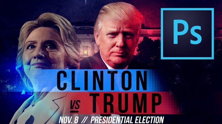 Hillary vs. Trump UFC/Boxing Style Poster in Photoshop CC