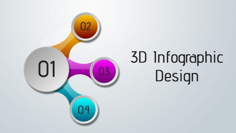 Photoshop Tutorial | 3D Infographic Logo Design 4 Cir