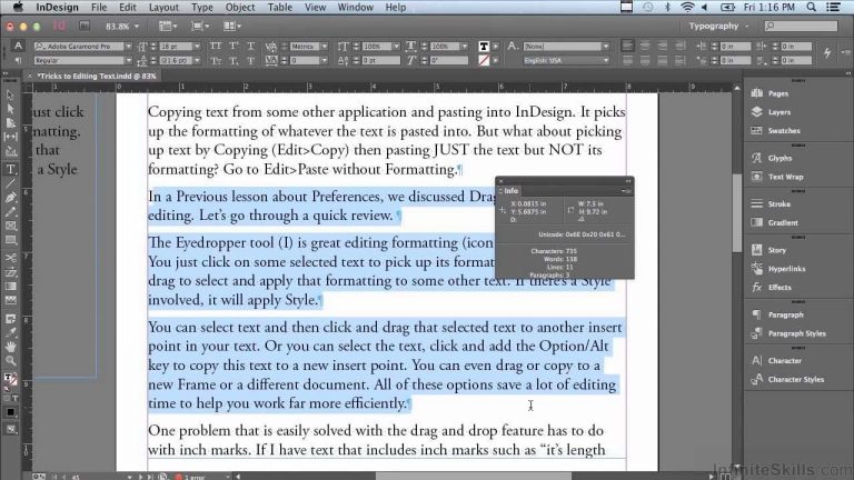 Adobe InDesign CC Tutorial | Tricks To Editing Text