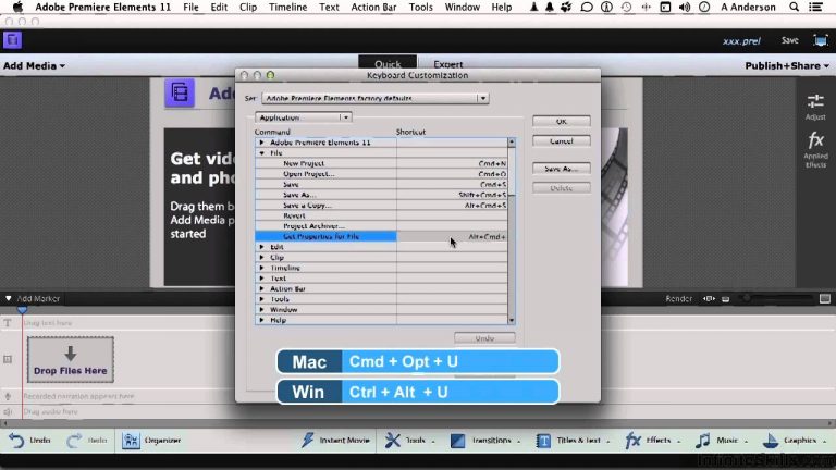 Adobe Premiere Elements 12 Tutorial | Customizing Keyboard Shortcuts