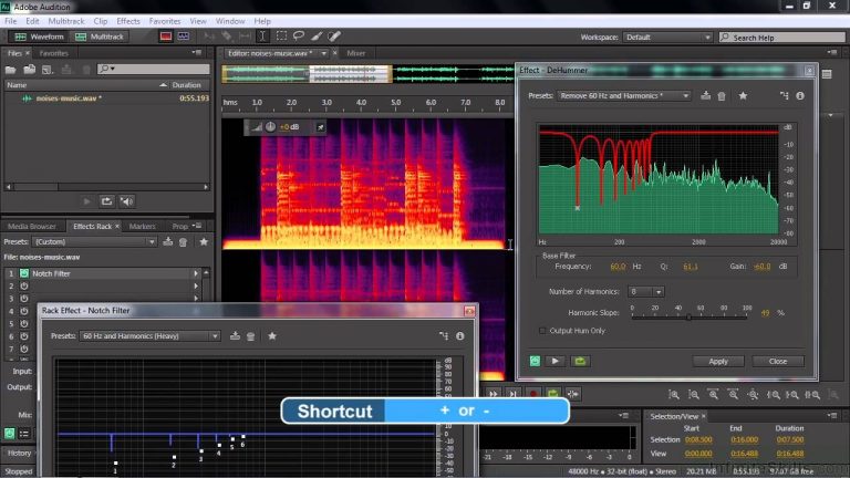 Adobe Audition CC Tutorial | Using The Adaptive Noise Reduction And DeHummer Effects
