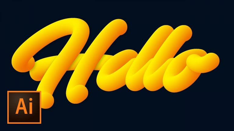 Create Advanced 3D Vector Tube Script Text in Illustrator with Custom Text & Blend Tool