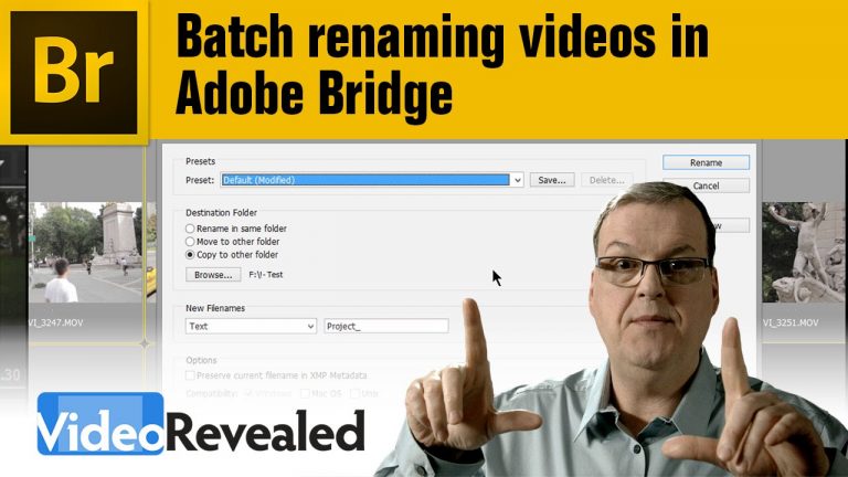 Batch renaming videos in Adobe Bridge