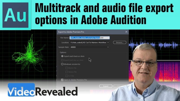 Multitrack and audio file export options in Adobe Audition