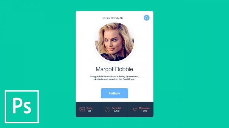 FLAT DESIGN: Create Profile Card User Interface with Photoshop CC