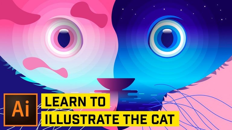 Two-Faced Cat Illustration in Adobe Illustrator