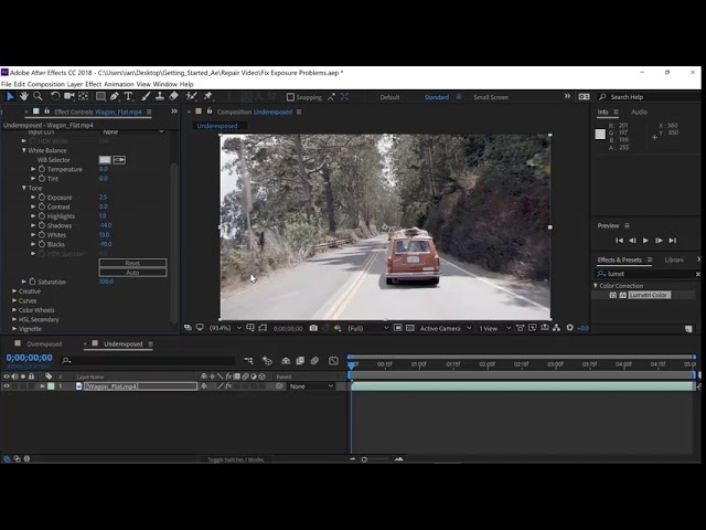 Use the Lumetri Color effect to fix overexposed and underexposed video