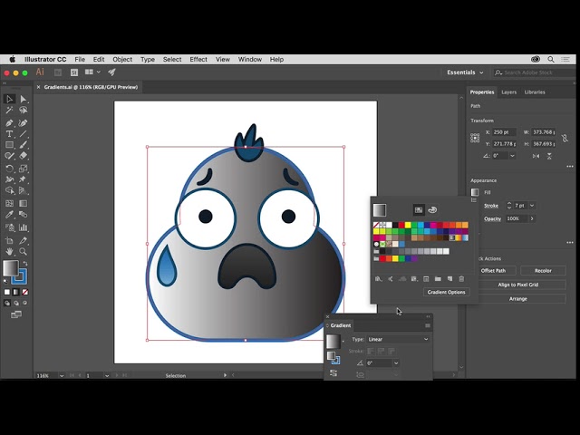 Illustrator Color Basics | Adobe Illustrator CC tutorials for beginners | Create color gradients
