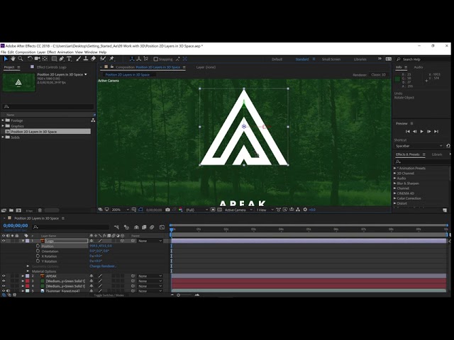 Position 2D layers in 3D space | Adobe After Effects CC tutorials