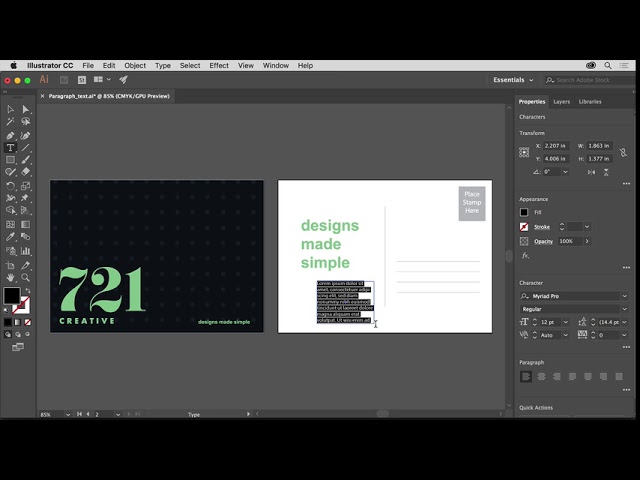 Adobe Illustrator CC tutorials for beginners | Illustrator Text Basics | Add paragraphs of text
