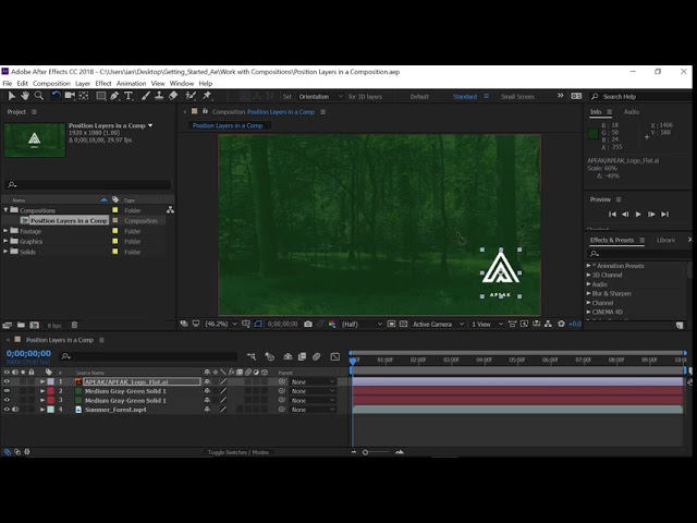 Position layers in a composition | Adobe After Effects CC tutorials for beginners