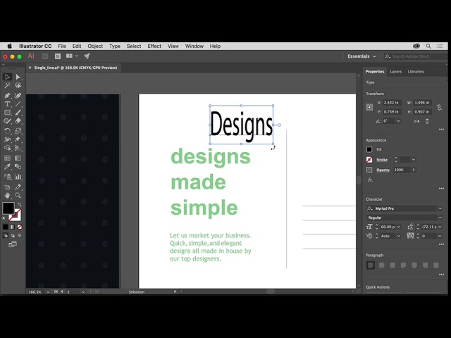Adobe Illustrator CC tutorials for beginners | Illustrator Text Basics |  Add a line of text
