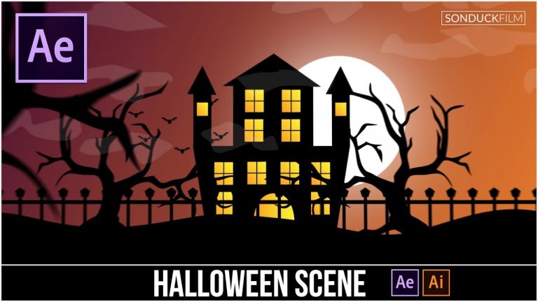 After Effects Tutorial: Halloween Scene Cartoon Animation