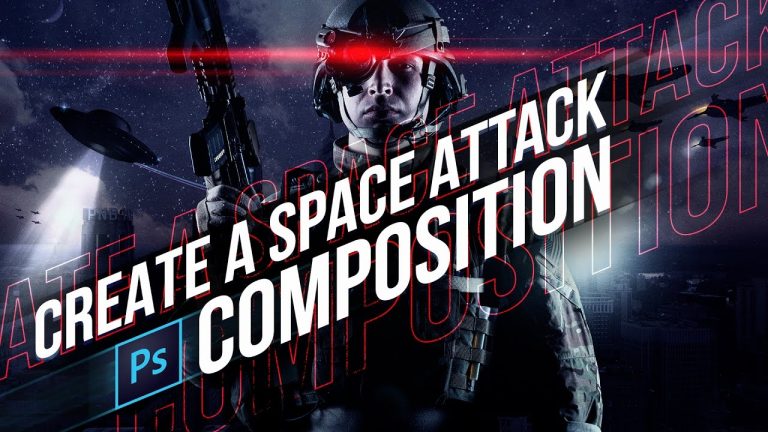 Convert Day to Night (Space Attack Composite Scene) – Photoshop CC Tutorial