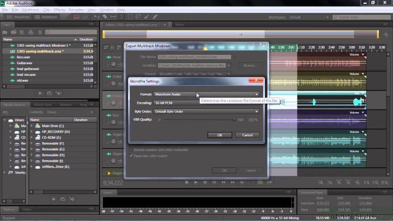 Adobe Audition CC Tutorial | Mixing Down Multitrack Sessions To Files