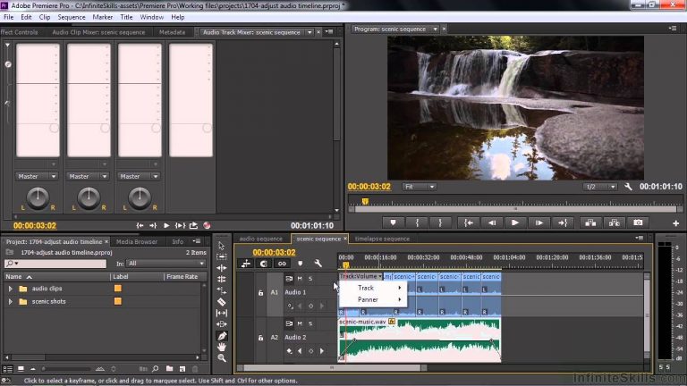 Adobe Premiere Pro CC Tutorial | Adjusting Audio Volume And Panning In The Timeline