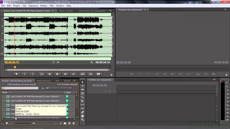 Adobe Premiere Pro CC Tutorial | Breaking Out Multi-Channel Clips Into Mono Clips