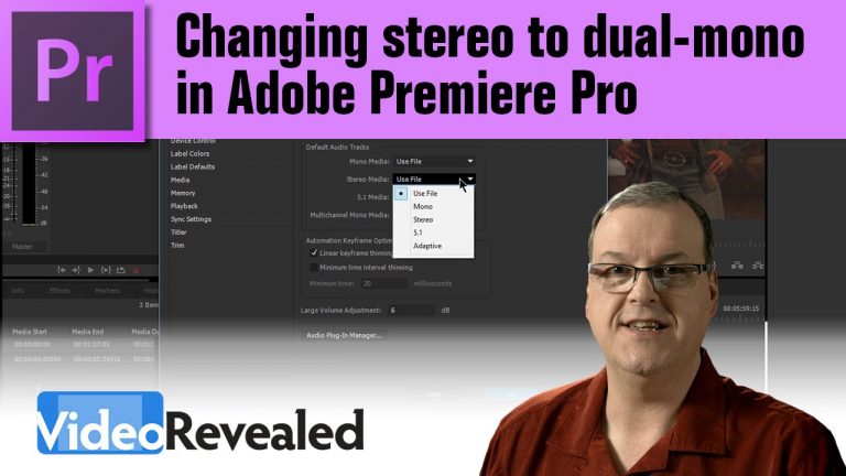 Changing stereo to dual-mono in Adobe Premiere Pro