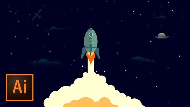 Rocket Ship Outer Space Illustration – Illustrator Tutorial